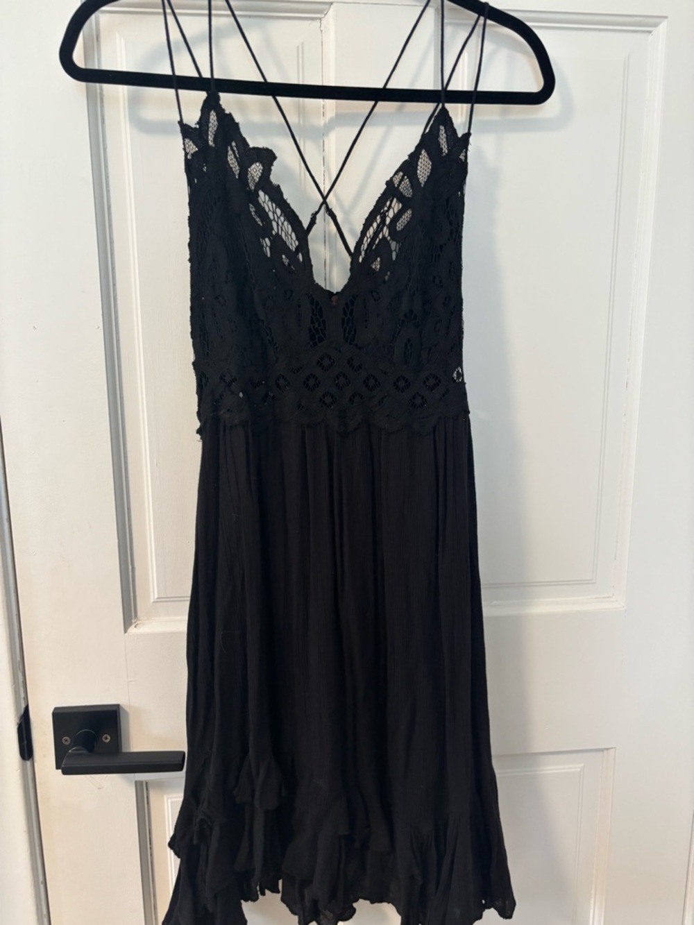 Black Lace Free People Mini Flowy Dress